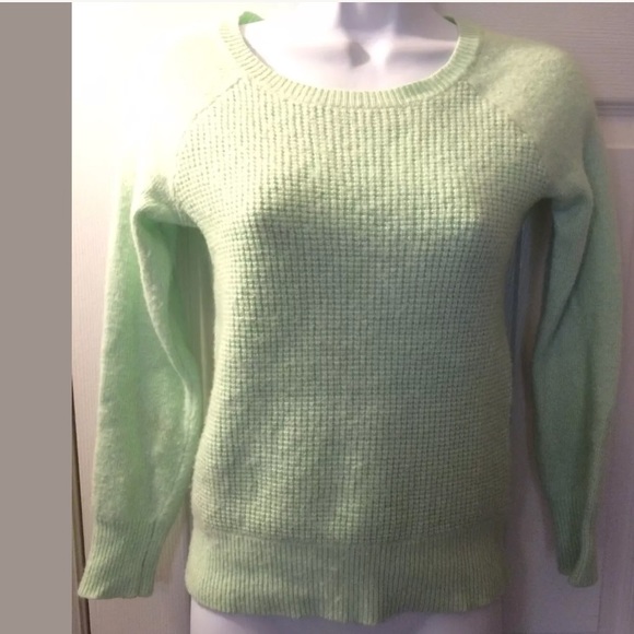 J. CREW Warmspun Waffle Knit Sweater Mint Green Aqua Knit Pullover Textured Crew - Picture 4 of 13